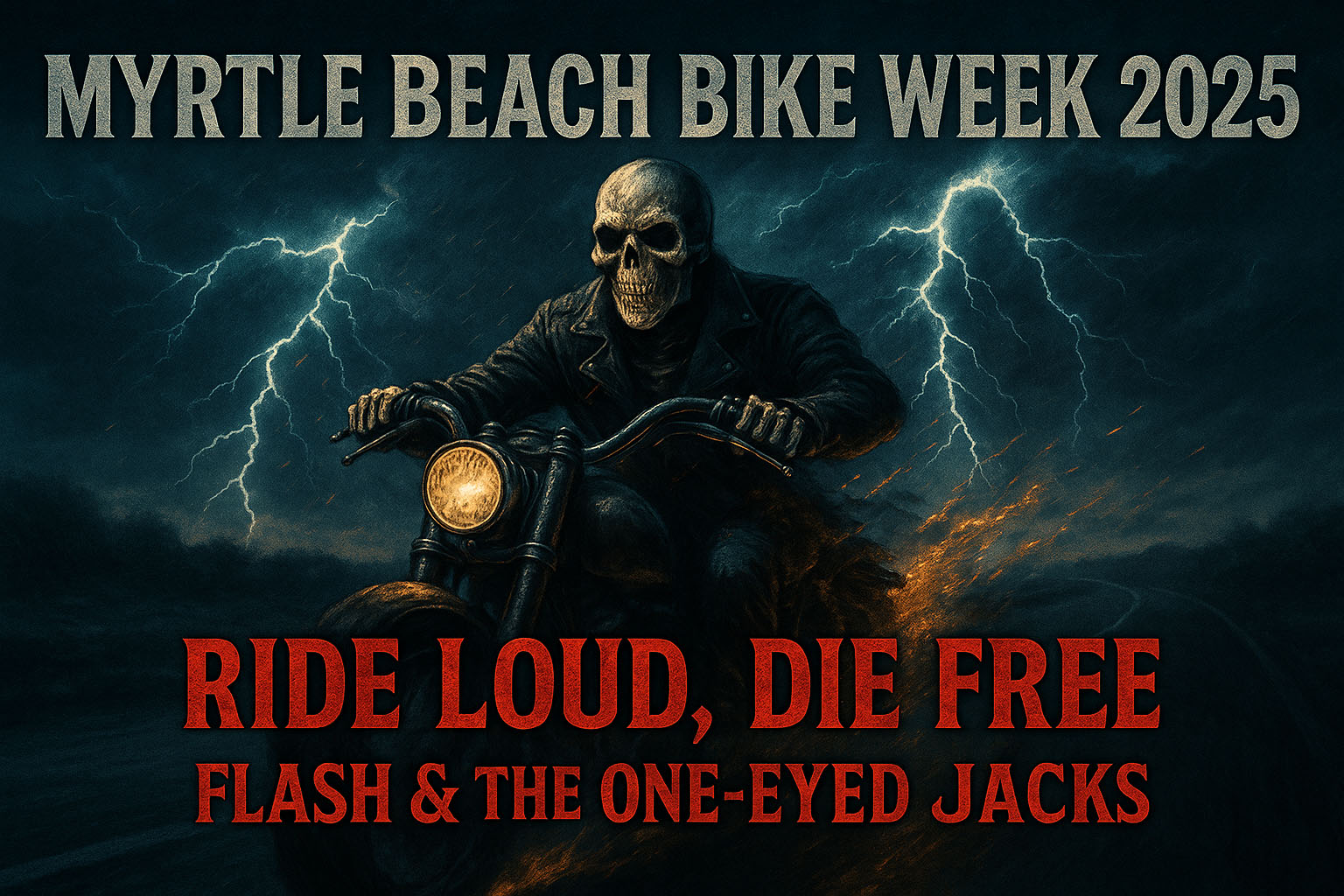Myrtle Beach Bike Week — stormy highway with bikes